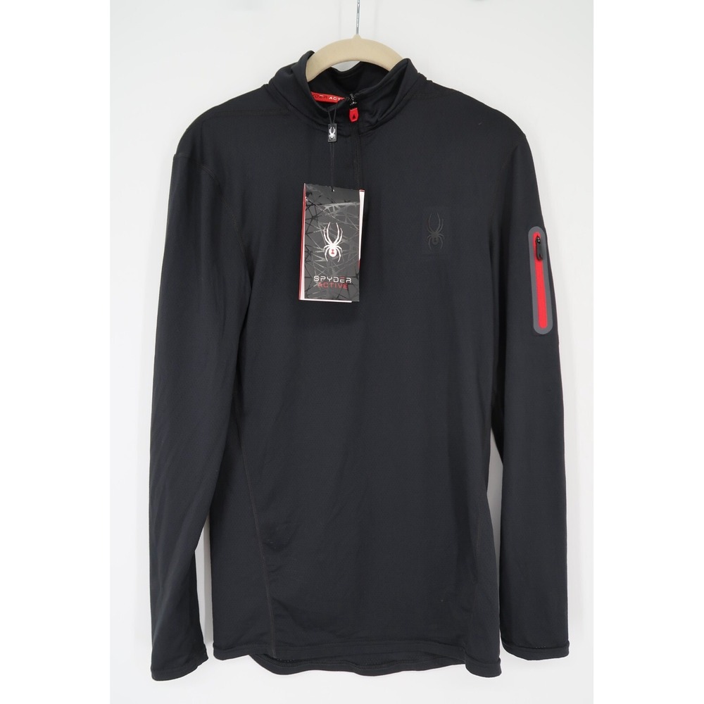 Spyder Active Mens Small Black ProWEB Mesh Pullover 1/4 Zip Perforated Pullover